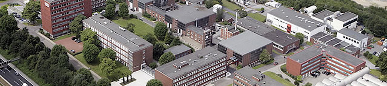 Luftbild des Campus der DMT Gruppe am STandort Essen, Deutschland